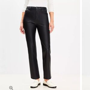 Loft Five Pocket Straight Pants In Faux Leather, size 18